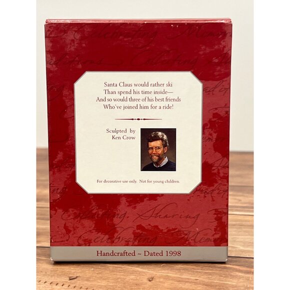 1998 HALLMARK KEEPSAKE ORNAMENT QX6776 DOWNHILL DASH SANTA SKIING W REINDEER - Picture 2 of 13